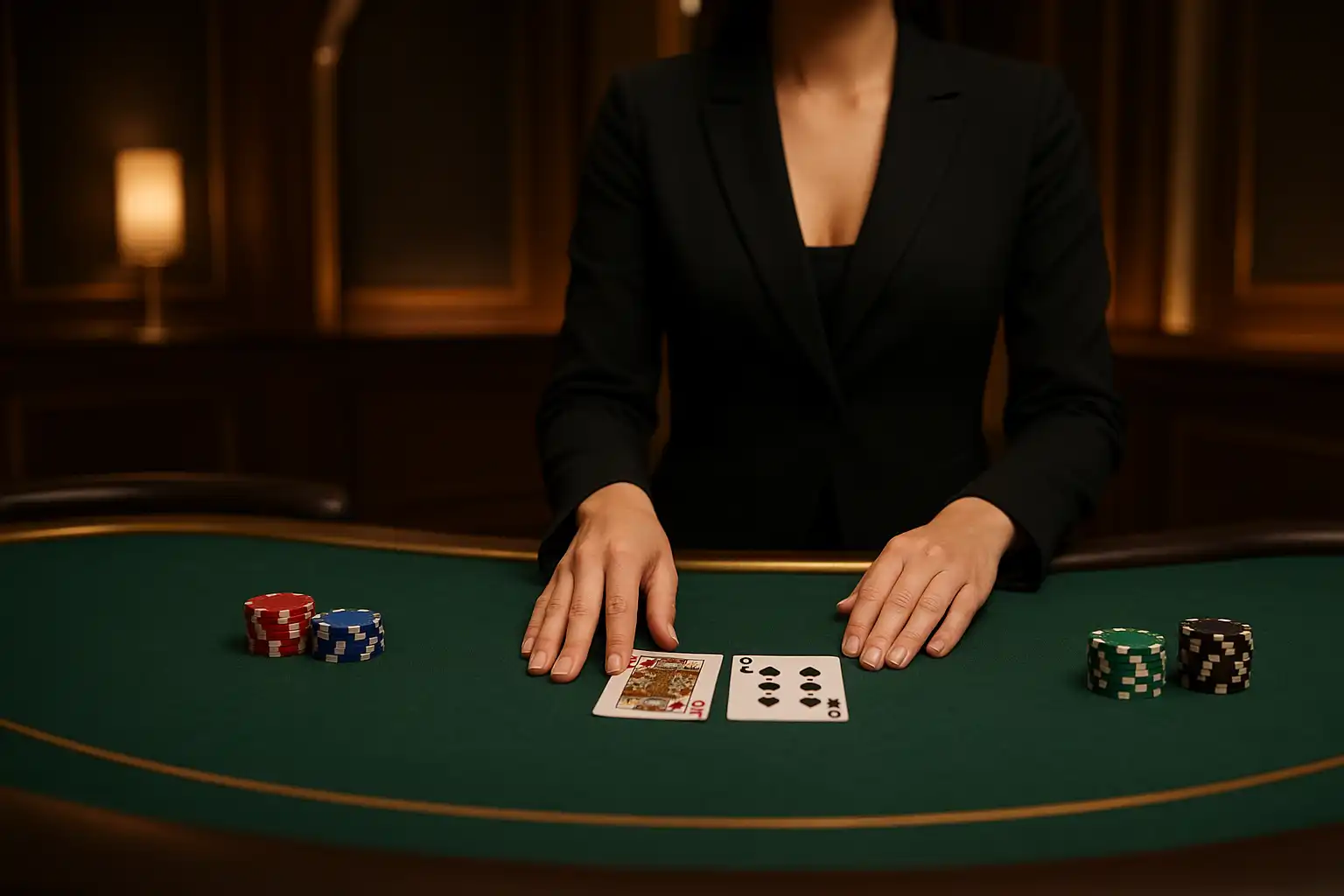Live dealer running a blackjack table in a Shikaka live casino studio